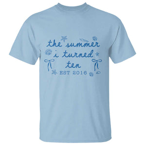 The Summer I Turned Ten Funny 10th Birthday Est 2016 T Shirt Summer Coastal Birthday Seashell Bow