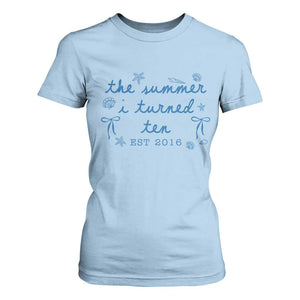 The Summer I Turned Ten Funny 10th Birthday Est 2016 T Shirt For Women Summer Coastal Birthday Seashell Bow