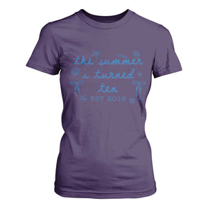The Summer I Turned Ten Funny 10th Birthday Est 2016 T Shirt For Women Summer Coastal Birthday Seashell Bow
