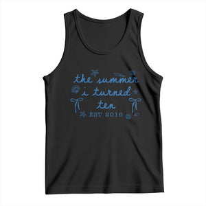 The Summer I Turned Ten Funny 10th Birthday Est 2016 Tank Top Summer Coastal Birthday Seashell Bow