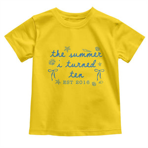 The Summer I Turned Ten Funny 10th Birthday Est 2016 Toddler T Shirt Summer Coastal Birthday Seashell Bow