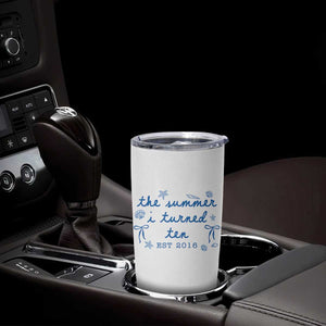 The Summer I Turned Ten Funny 10th Birthday Est 2016 Tumbler Cup Summer Coastal Birthday Seashell Bow