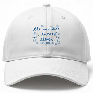The Summer I Turned Eleven Funny 11th Birthday Est 2015 Baseball Cap Summer Coastal Birthday Seashell Bow