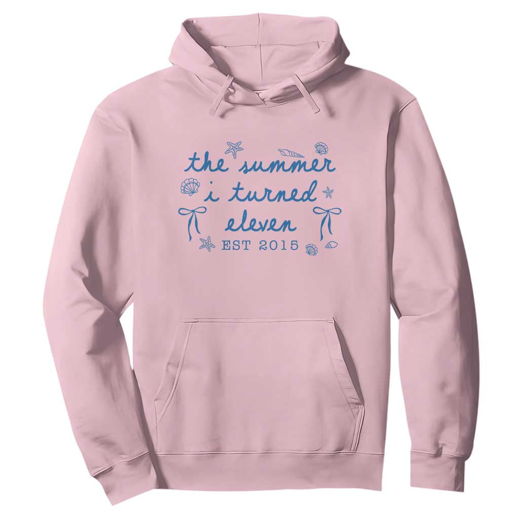 The Summer I Turned Eleven Funny 11th Birthday Est 2015 Hoodie Summer Coastal Birthday Seashell Bow