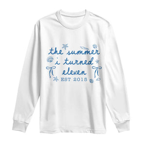 The Summer I Turned Eleven Funny 11th Birthday Est 2015 Long Sleeve Shirt Summer Coastal Birthday Seashell Bow