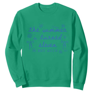 The Summer I Turned Eleven Funny 11th Birthday Est 2015 Sweatshirt Summer Coastal Birthday Seashell Bow