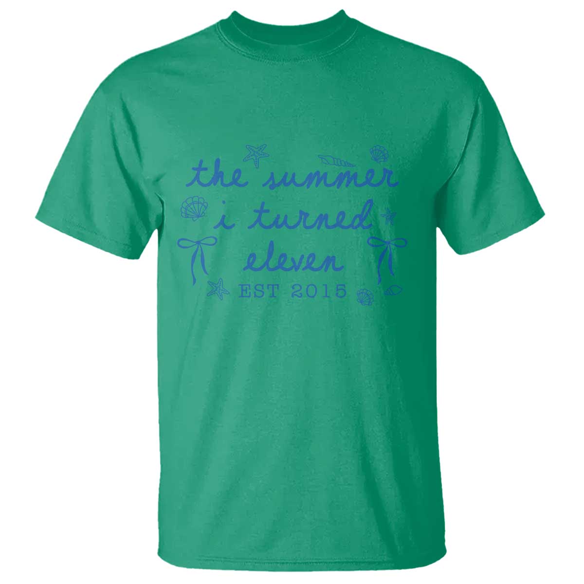 The Summer I Turned Eleven Funny 11th Birthday Est 2015 T Shirt Summer Coastal Birthday Seashell Bow