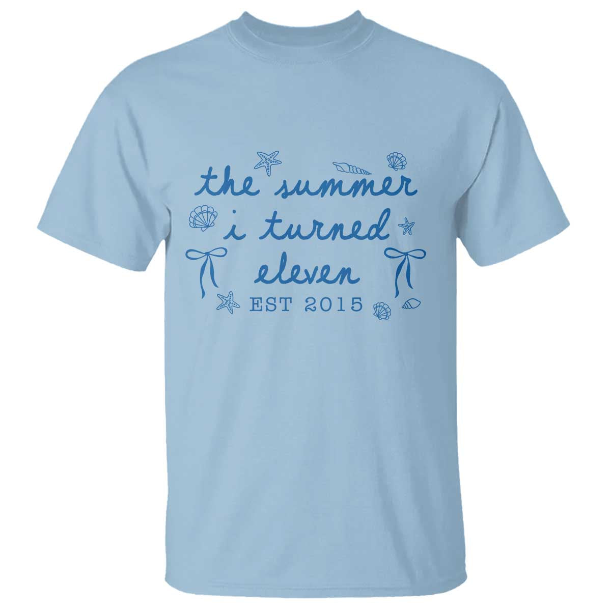 The Summer I Turned Eleven Funny 11th Birthday Est 2015 T Shirt Summer Coastal Birthday Seashell Bow
