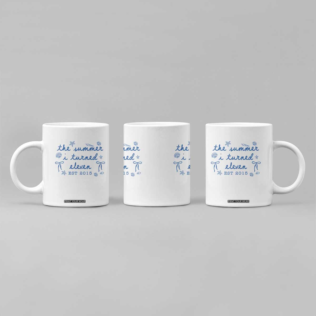 The Summer I Turned Eleven Funny 11th Birthday Est 2015 Coffee Mug Summer Coastal Birthday Seashell Bow