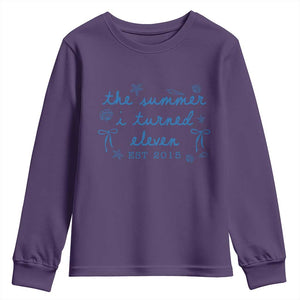 The Summer I Turned Eleven Funny 11th Birthday Est 2015 Youth Sweatshirt Summer Coastal Birthday Seashell Bow