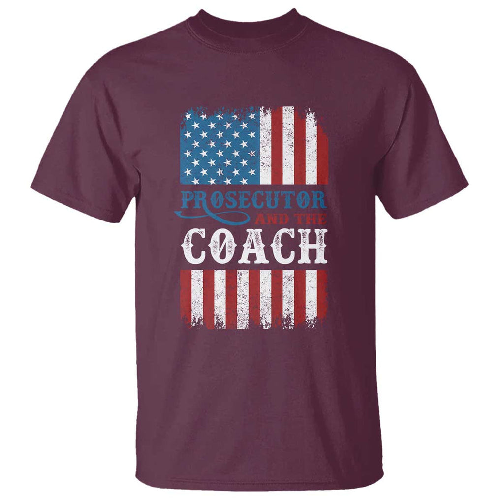 Harris Walz T Shirt Prosecutor And The Coach 2024 Vintage American Flag TS11 Maroon Print Your Wear
