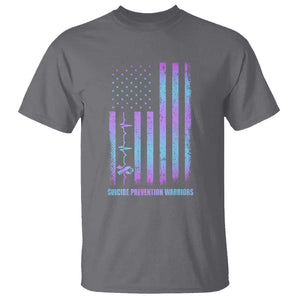 Suicide Prevention Warriors T Shirt Vintage American Flag Heartbeat Ribbon TS11 Charcoal Print Your Wear