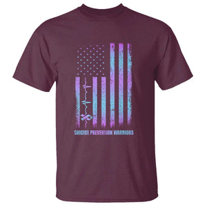 Suicide Prevention Warriors T Shirt Vintage American Flag Heartbeat Ribbon TS11 Maroon Print Your Wear