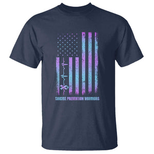Suicide Prevention Warriors T Shirt Vintage American Flag Heartbeat Ribbon TS11 Navy Print Your Wear