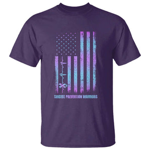 Suicide Prevention Warriors T Shirt Vintage American Flag Heartbeat Ribbon TS11 Purple Print Your Wear