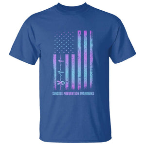 Suicide Prevention Warriors T Shirt Vintage American Flag Heartbeat Ribbon TS11 Royal Blue Print Your Wear