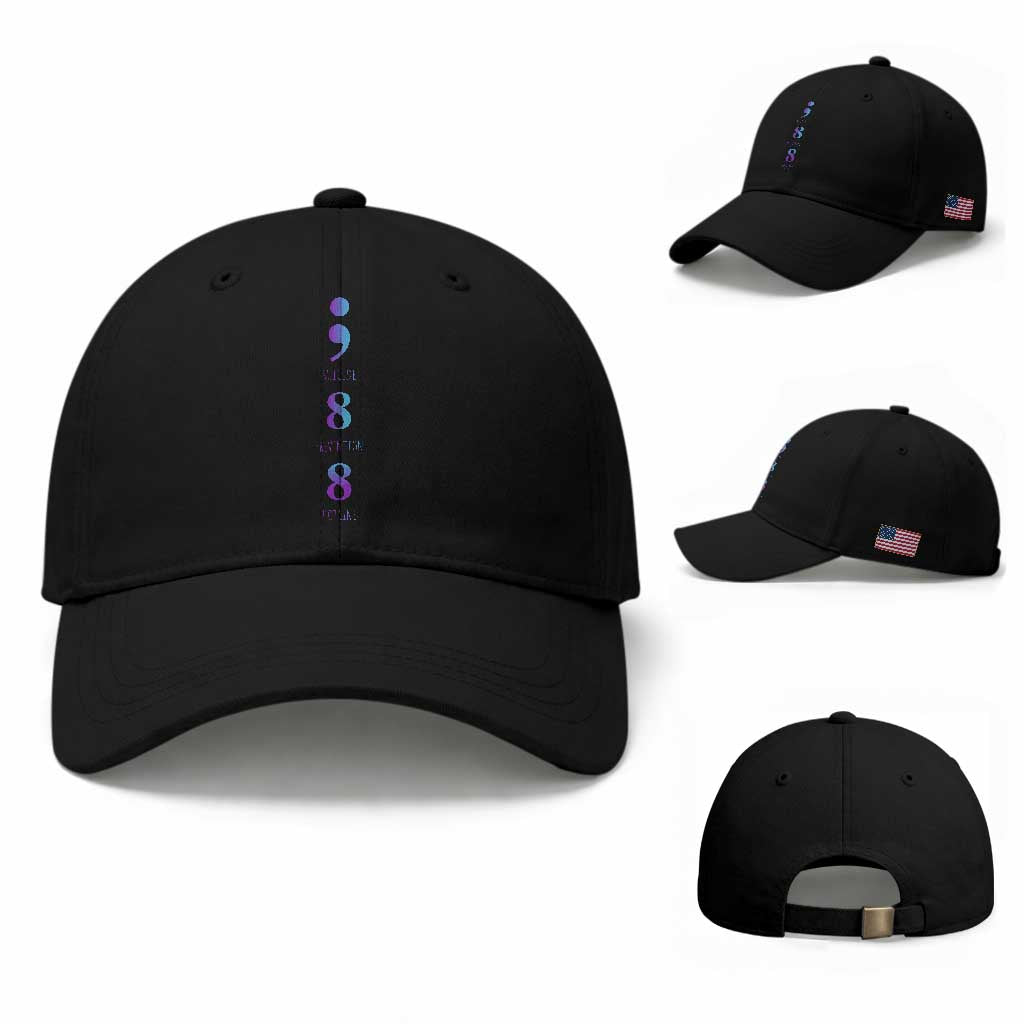Suicide Prevention Awareness Baseball Cap 988 Suicide Prevention Hotline 988 Purple Teal Semicolon