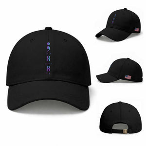 Suicide Prevention Awareness Baseball Cap 988 Suicide Prevention Hotline 988 Purple Teal Semicolon