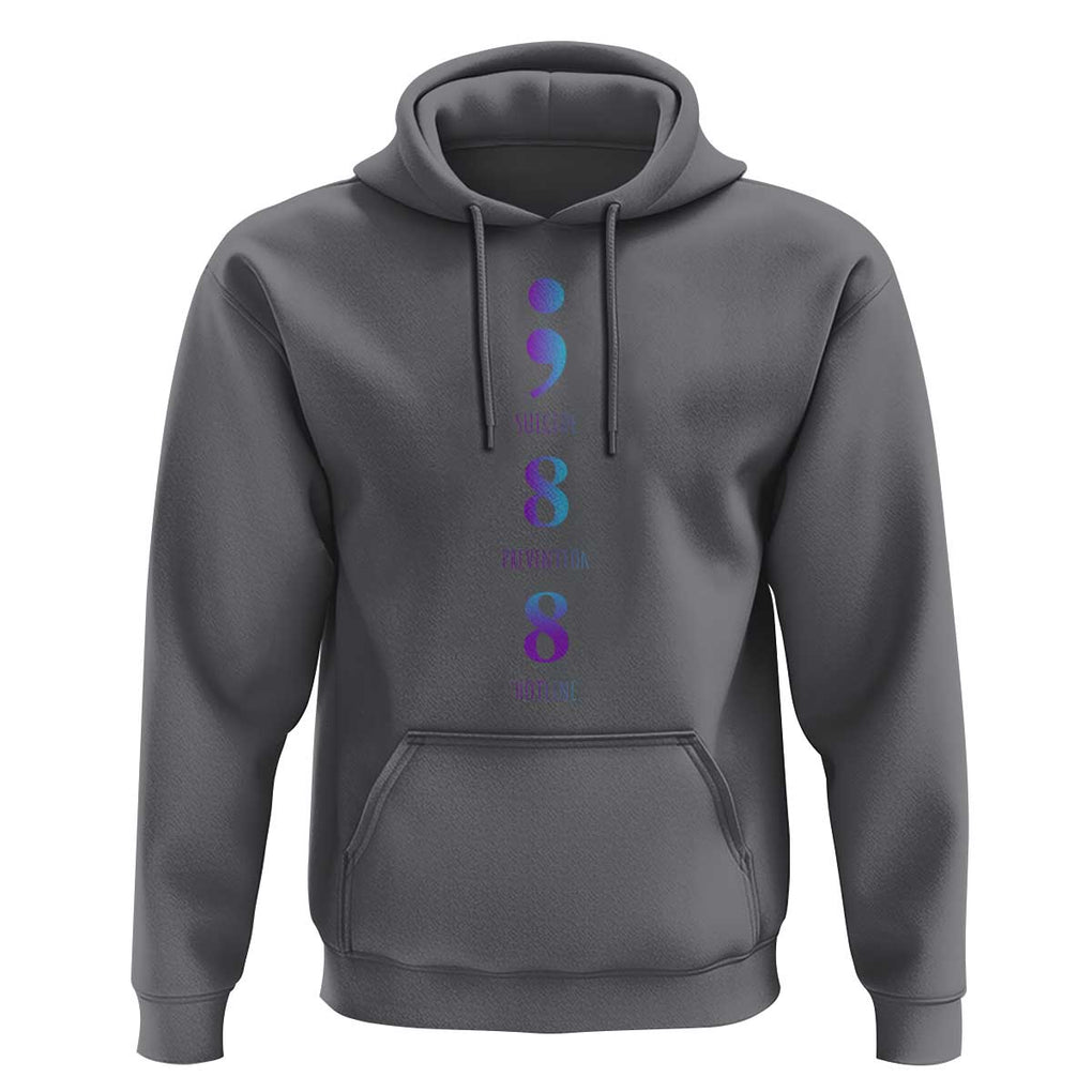 Suicide Prevention Awareness Hoodie 988 Suicide Prevention Hotline 988 Purple Teal Semicolon TS11 Charcoal Print Your Wear