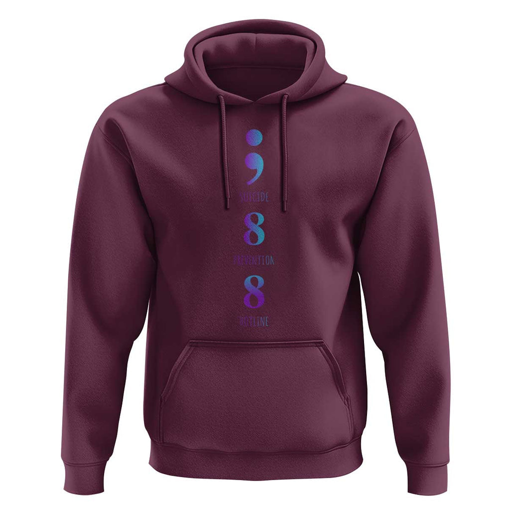 Suicide Prevention Awareness Hoodie 988 Suicide Prevention Hotline 988 Purple Teal Semicolon TS11 Maroon Print Your Wear