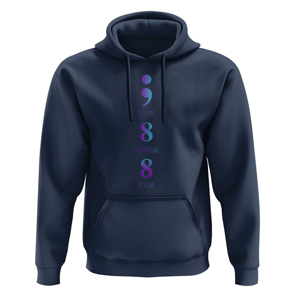 Suicide Prevention Awareness Hoodie 988 Suicide Prevention Hotline 988 Purple Teal Semicolon TS11 Navy Print Your Wear