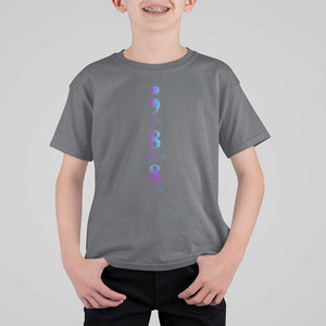 Suicide Prevention Awareness T Shirt For Kid 988 Suicide Prevention Hotline 988 Purple Teal Semicolon TS11 Charcoal Print Your Wear