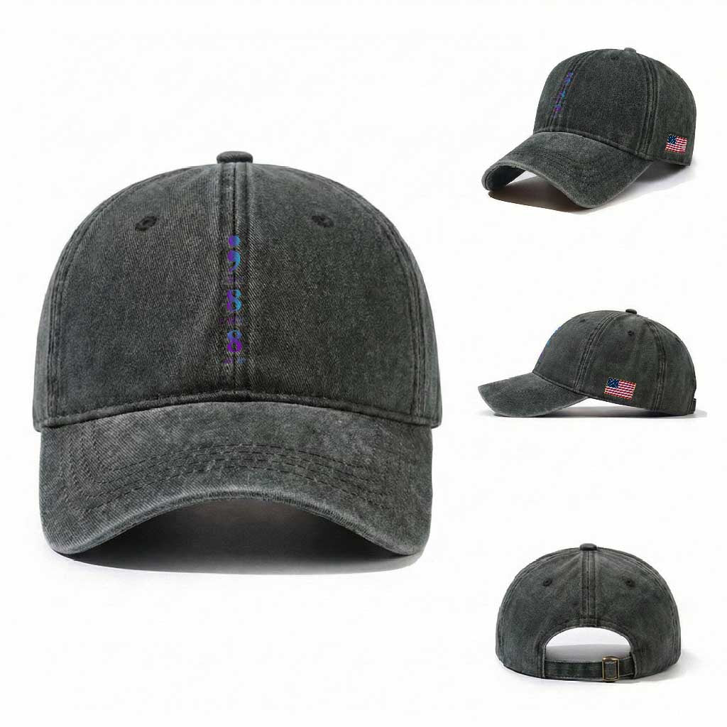 Suicide Prevention Awareness Washed Cotton Baseball Cap 988 Suicide Prevention Hotline 988 Purple Teal Semicolon