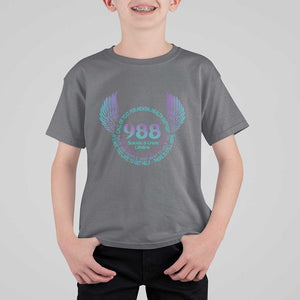 Suicide Prevention Awareness T Shirt For Kid Call Or Text For Mental Health Support 988 Suicide And Crisis Lifeline Wings TS11 Charcoal Print Your Wear