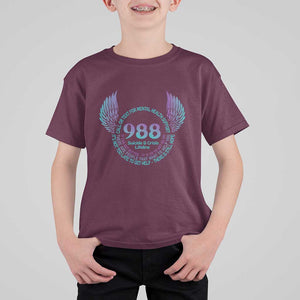 Suicide Prevention Awareness T Shirt For Kid Call Or Text For Mental Health Support 988 Suicide And Crisis Lifeline Wings TS11 Maroon Print Your Wear