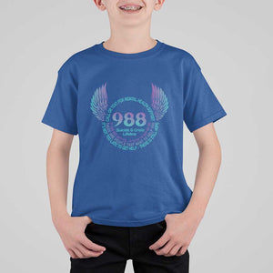Suicide Prevention Awareness T Shirt For Kid Call Or Text For Mental Health Support 988 Suicide And Crisis Lifeline Wings TS11 Royal Blue Print Your Wear