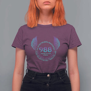 Suicide Prevention Awareness T Shirt For Women Call Or Text For Mental Health Support 988 Suicide And Crisis Lifeline Wings TS11 Maroon Print Your Wear