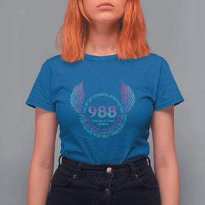 Suicide Prevention Awareness T Shirt For Women Call Or Text For Mental Health Support 988 Suicide And Crisis Lifeline Wings TS11 Royal Blue Print Your Wear