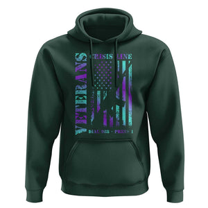 Suicide Prevention Awareness Hoodie Veterans Crisis Line Dial 988 Press 1 American Flag Gun TS11 Dark Forest Green Print Your Wear