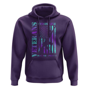 Suicide Prevention Awareness Hoodie Veterans Crisis Line Dial 988 Press 1 American Flag Gun TS11 Purple Print Your Wear