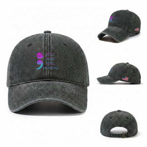 Suicide Prevention Awareness Washed Cotton Baseball Cap Still Here Still Fighting Semicolon Hand Fist