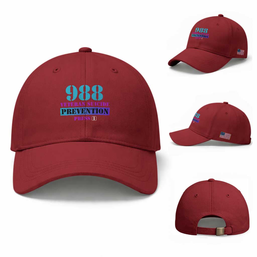 Suicide Prevention Awareness Baseball Cap 988 Veteran Suicide Prevention Press 1