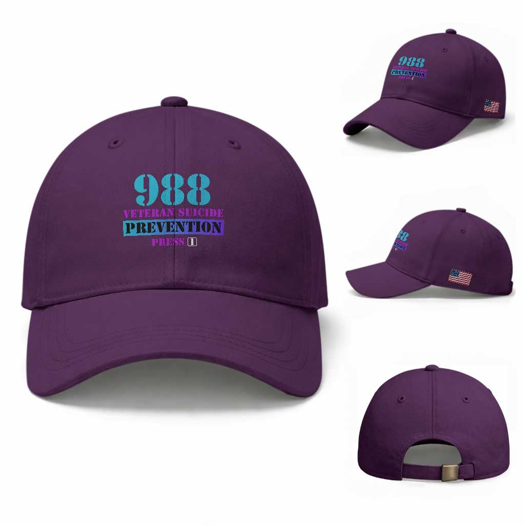 Suicide Prevention Awareness Baseball Cap 988 Veteran Suicide Prevention Press 1