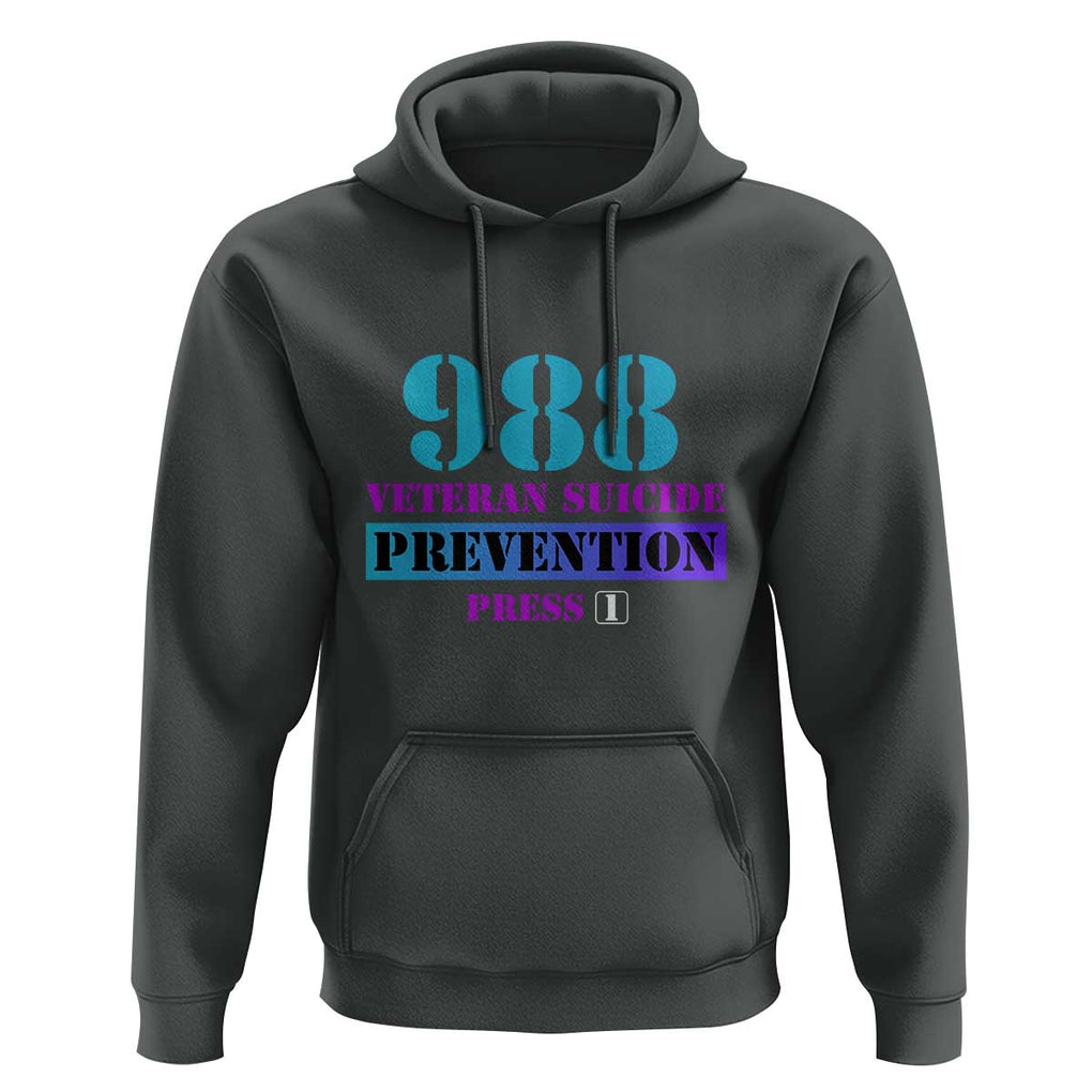 Suicide Prevention Awareness Hoodie 988 Veteran Suicide Prevention Press 1 TS11 Dark Heather Print Your Wear