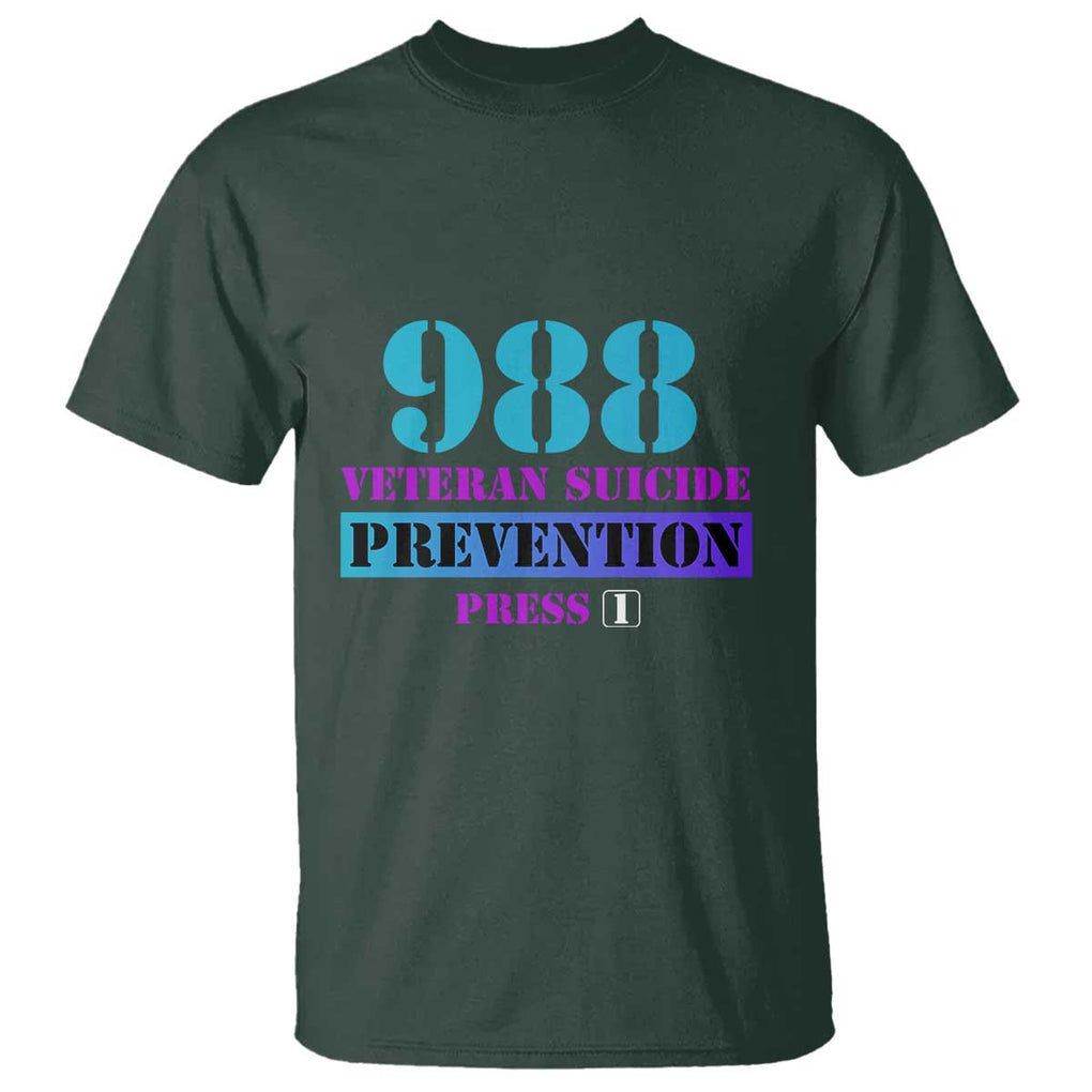 Suicide Prevention Awareness T Shirt 988 Veteran Suicide Prevention Press 1 TS11 Dark Forest Green Print Your Wear