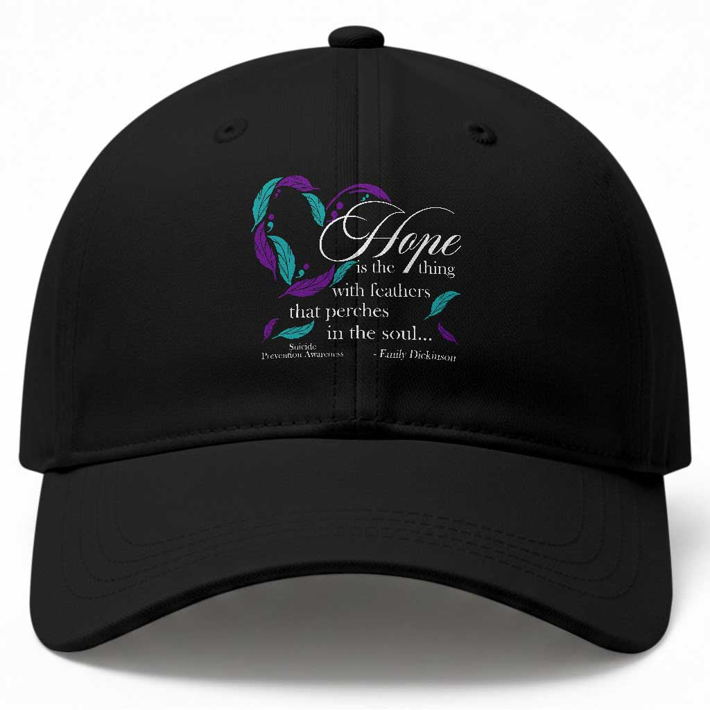Suicide Prevention Awareness Baseball Cap Hope Is The Thing With Feathers That Perches In The Soul Heart