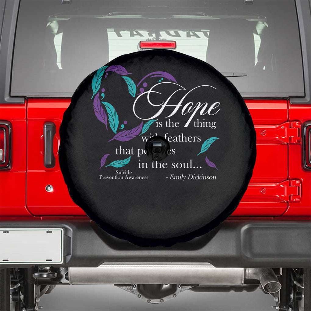 Suicide Prevention Awareness Spare Tire Cover Hope Is The Thing With Feathers That Perches In The Soul Heart TS11 Black Print Your Wear