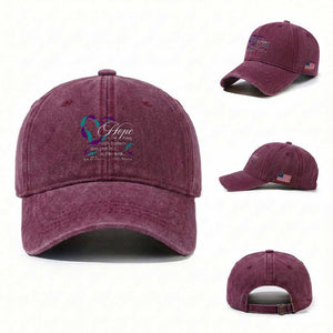 Suicide Prevention Awareness Washed Cotton Baseball Cap Hope Is The Thing With Feathers That Perches In The Soul Heart