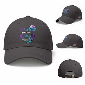 Suicide Prevention Awareness Baseball Cap Choose To Keep Going Semicolon Rose Feather