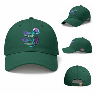 Suicide Prevention Awareness Baseball Cap Choose To Keep Going Semicolon Rose Feather