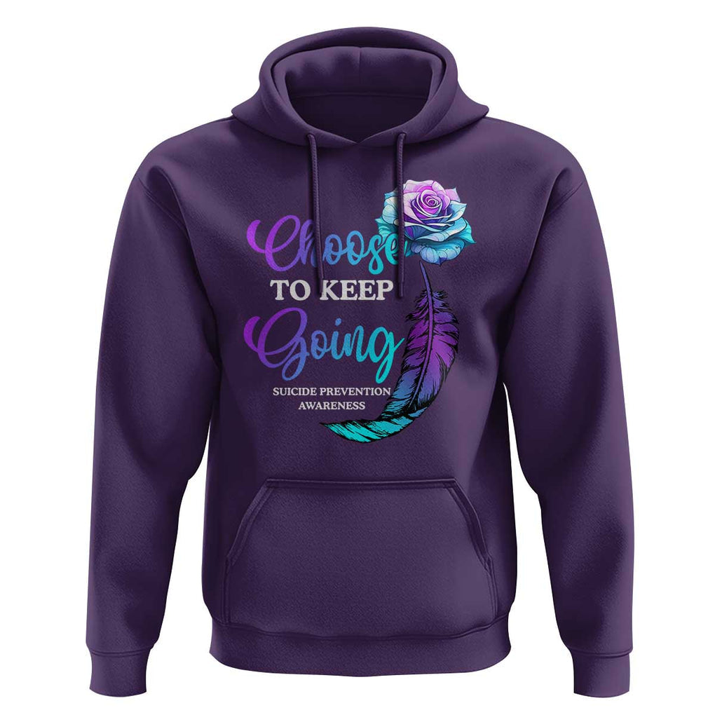 Suicide Prevention Awareness Hoodie Choose To Keep Going Semicolon Rose Feather TS11 Purple Print Your Wear
