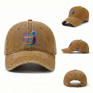 Suicide Prevention Awareness Washed Cotton Baseball Cap Choose To Keep Going Semicolon Rose Feather