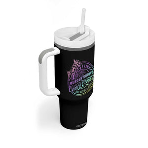 Funny I Like Murder Shows Comfy Clothes And Maybe 3 People Tumbler With Handle Crime Show Lover TS11 Print Your Wear