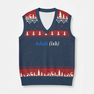 Funny Adultish Adult Sarcasm 18th Birthday V-Neck Knit Sweater Vest TS11 Navy Red Print Your Wear