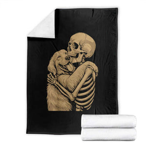 Skeleton Hugging Dog Halloween Dog Lover Throw Blanket TS11 Black Print Your Wear