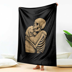 Skeleton Hugging Dog Halloween Dog Lover Throw Blanket TS11 Print Your Wear